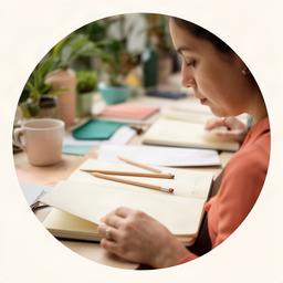 Participante escribiendo en un cuaderno durante una sesión de escritura creativa